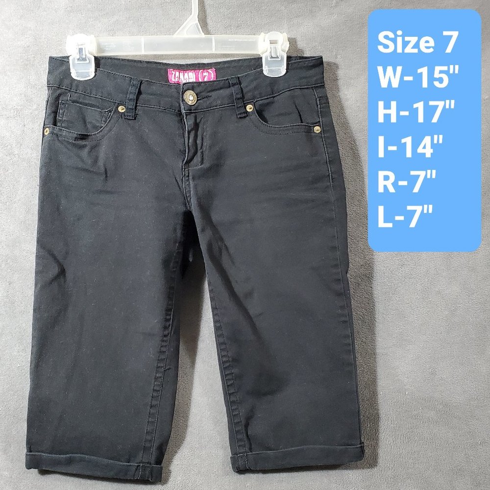 Zanadi Black Stretch Denim Bermuda Short Juniors Size 7